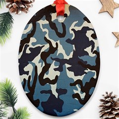 Blue Water Camouflage Oval Ornament (two Sides) by Nexatart