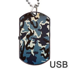 Blue Water Camouflage Dog Tag Usb Flash (one Side) by Nexatart