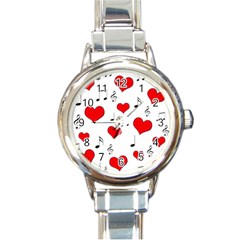 Love Song Pattern Round Italian Charm Watch by Valentinaart