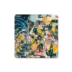 Art Graffiti Abstract Vintage Square Magnet by Nexatart