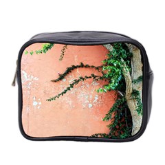 Background Stone Wall Pink Tree Mini Toiletries Bag 2-side by Nexatart