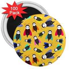 Bees Animal Pattern 3  Magnets (100 Pack) by Nexatart