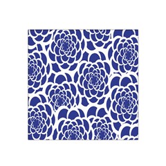 Blue And White Flower Background Satin Bandana Scarf by Nexatart