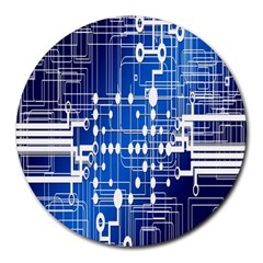 Board Circuits Trace Control Center Round Mousepads by Nexatart