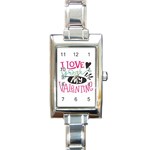 I Love You My Valentine (white) Our Two Hearts Pattern (white) Rectangle Italian Charm Watch Front