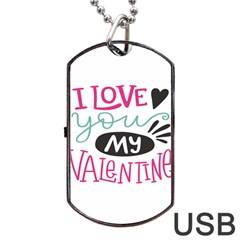 I Love You My Valentine (white) Our Two Hearts Pattern (white) Dog Tag Usb Flash (one Side) by FashionFling