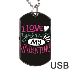  I Love You My Valentine / Our Two Hearts Pattern (black) Dog Tag Usb Flash (two Sides) by FashionFling