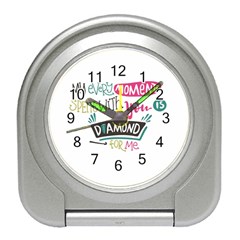 My Every Moment Spent With You Is Diamond To Me / Diamonds Hearts Lips Pattern (white) Travel Alarm Clocks by FashionFling