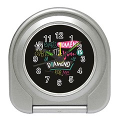 My Every Moment Spent With You Is Diamond To Me / Diamonds Hearts Lips Pattern (black) Travel Alarm Clocks by FashionFling