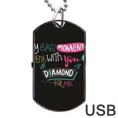 My Every Moment Spent With You Is Diamond To Me / Diamonds Hearts Lips Pattern (black) Dog Tag Usb Flash (one Side) by FashionFling