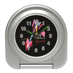 My Heart Points To Yours / Pink And Blue Cupid s Arrows (black) Travel Alarm Clocks by FashionFling