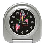 My Heart Points To Yours / Pink and Blue Cupid s Arrows (black) Travel Alarm Clocks Front