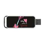 My Heart Points To Yours / Pink and Blue Cupid s Arrows (black) Portable USB Flash (Two Sides) Front