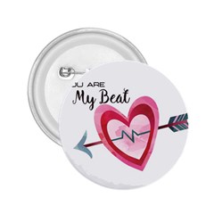 You Are My Beat / Pink And Teal Hearts Pattern (white)  2 25  Buttons by FashionFling