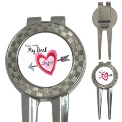 You Are My Beat / Pink And Teal Hearts Pattern (white)  3-in-1 Golf Divots by FashionFling