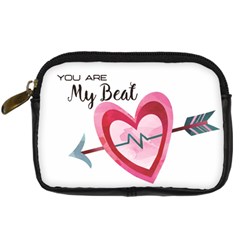 You Are My Beat / Pink And Teal Hearts Pattern (white)  Digital Camera Cases by FashionFling