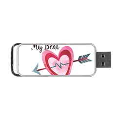 You Are My Beat / Pink And Teal Hearts Pattern (white)  Portable Usb Flash (one Side) by FashionFling