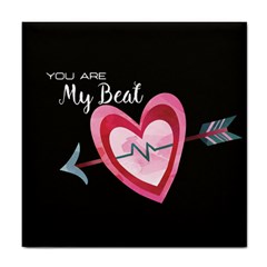 You Are My Beat / Pink And Teal Hearts Pattern (black)  Tile Coasters by FashionFling