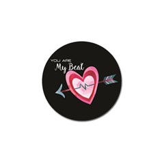 You Are My Beat / Pink And Teal Hearts Pattern (black)  Golf Ball Marker (10 Pack) by FashionFling