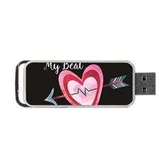 You Are My Beat / Pink And Teal Hearts Pattern (black)  Portable Usb Flash (two Sides) by FashionFling