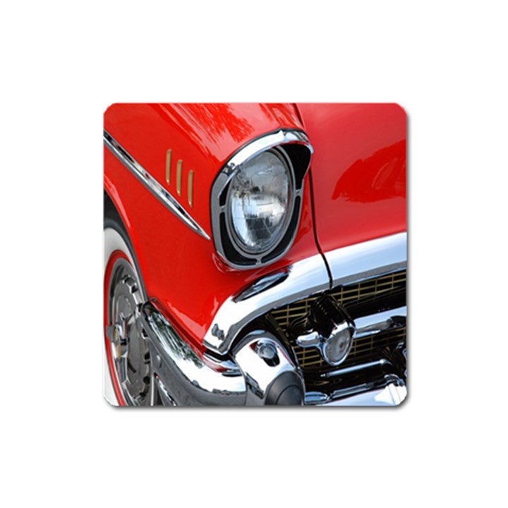 Classic Car Red Automobiles Square Magnet