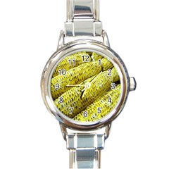 Corn Grilled Corn Cob Maize Cob Round Italian Charm Watch by Nexatart