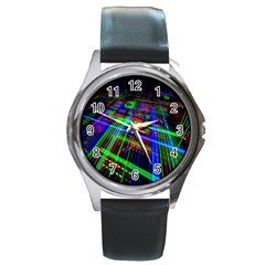 Electronics Board Computer Trace Round Metal Watch by Nexatart