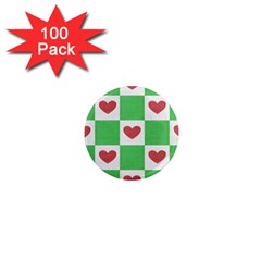 Fabric Texture Hearts Checkerboard 1  Mini Magnets (100 Pack)  by Nexatart