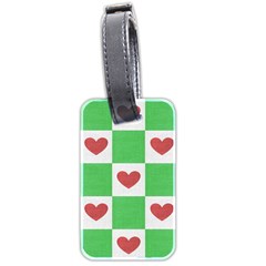 Fabric Texture Hearts Checkerboard Luggage Tags (two Sides) by Nexatart