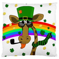 Irish Giraffe Large Flano Cushion Case (two Sides) by Valentinaart