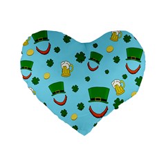 St  Patrick s Day Pattern Standard 16  Premium Heart Shape Cushions by Valentinaart