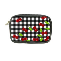 Cherries Plaid Pattern  Coin Purse by Valentinaart