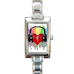 Music Rectangle Italian Charm Watch by Valentinaart