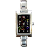 Colorful earphones Rectangle Italian Charm Watch Front