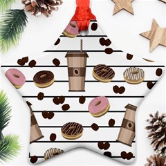 Donuts And Coffee Pattern Star Ornament (two Sides) by Valentinaart