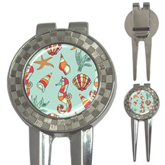 Seahorse Seashell Starfish Shell 3-in-1 Golf Divots by Nexatart