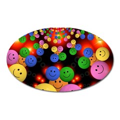 Smiley Laugh Funny Cheerful Oval Magnet by Nexatart