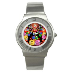 Smiley Laugh Funny Cheerful Stainless Steel Watch by Nexatart