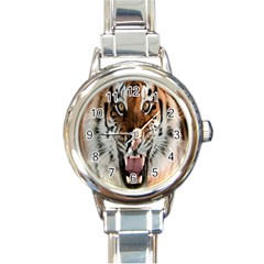 Tiger  Round Italian Charm Watch by Nexatart