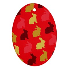 Hare Easter Pattern Animals Ornament (oval) by Amaryn4rt