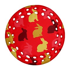 Hare Easter Pattern Animals Ornament (round Filigree) by Amaryn4rt