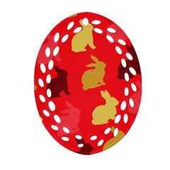 Hare Easter Pattern Animals Oval Filigree Ornament (two Sides) by Amaryn4rt