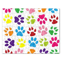 Paw Print Paw Prints Background Rectangular Jigsaw Puzzl by Amaryn4rt