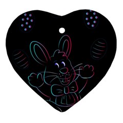 Easter Bunny Hare Rabbit Animal Heart Ornament (two Sides) by Amaryn4rt