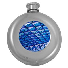 Lines Geometry Architecture Texture Round Hip Flask (5 Oz) by Amaryn4rt