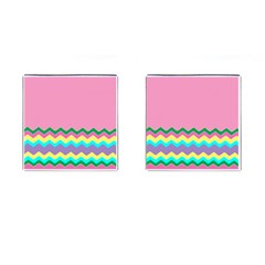 Easter Chevron Pattern Stripes Cufflinks (square) by Amaryn4rt