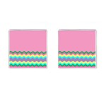 Easter Chevron Pattern Stripes Cufflinks (Square) Front(Pair)