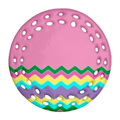 Easter Chevron Pattern Stripes Ornament (round Filigree) by Amaryn4rt