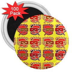 Funny Faces 3  Magnets (100 Pack) by Amaryn4rt