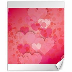 Hearts Pink Background Canvas 16  X 20   by Amaryn4rt